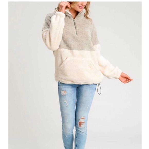 ❌SOLD❌✨Taupe Ivory Fur Soft Pullover✨ - Picture 2 of 6